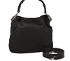 Authentic GUCCI Bamboo 2Way Shoulder Hand Bag Nylon Leather 0018638 Green 1067J