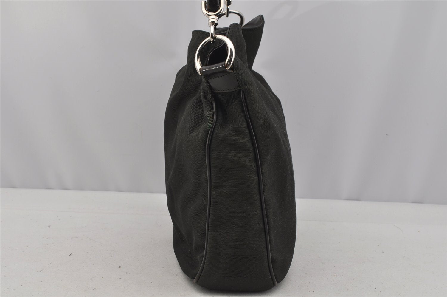 Authentic GUCCI Bamboo 2Way Shoulder Hand Bag Nylon Leather 0018638 Green 1067J