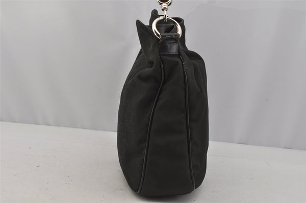 Authentic GUCCI Bamboo 2Way Shoulder Hand Bag Nylon Leather 0018638 Green 1067J