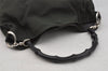 Authentic GUCCI Bamboo 2Way Shoulder Hand Bag Nylon Leather 0018638 Green 1067J
