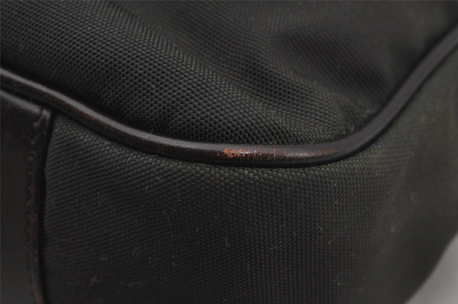 Authentic GUCCI Bamboo 2Way Shoulder Hand Bag Nylon Leather 0018638 Green 1067J