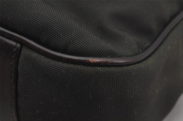 Authentic GUCCI Bamboo 2Way Shoulder Hand Bag Nylon Leather 0018638 Green 1067J