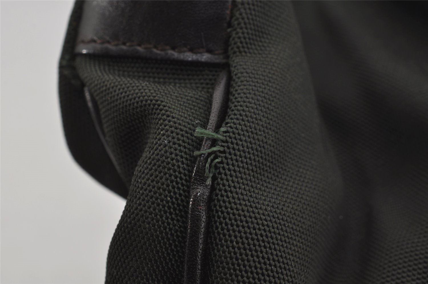 Authentic GUCCI Bamboo 2Way Shoulder Hand Bag Nylon Leather 0018638 Green 1067J