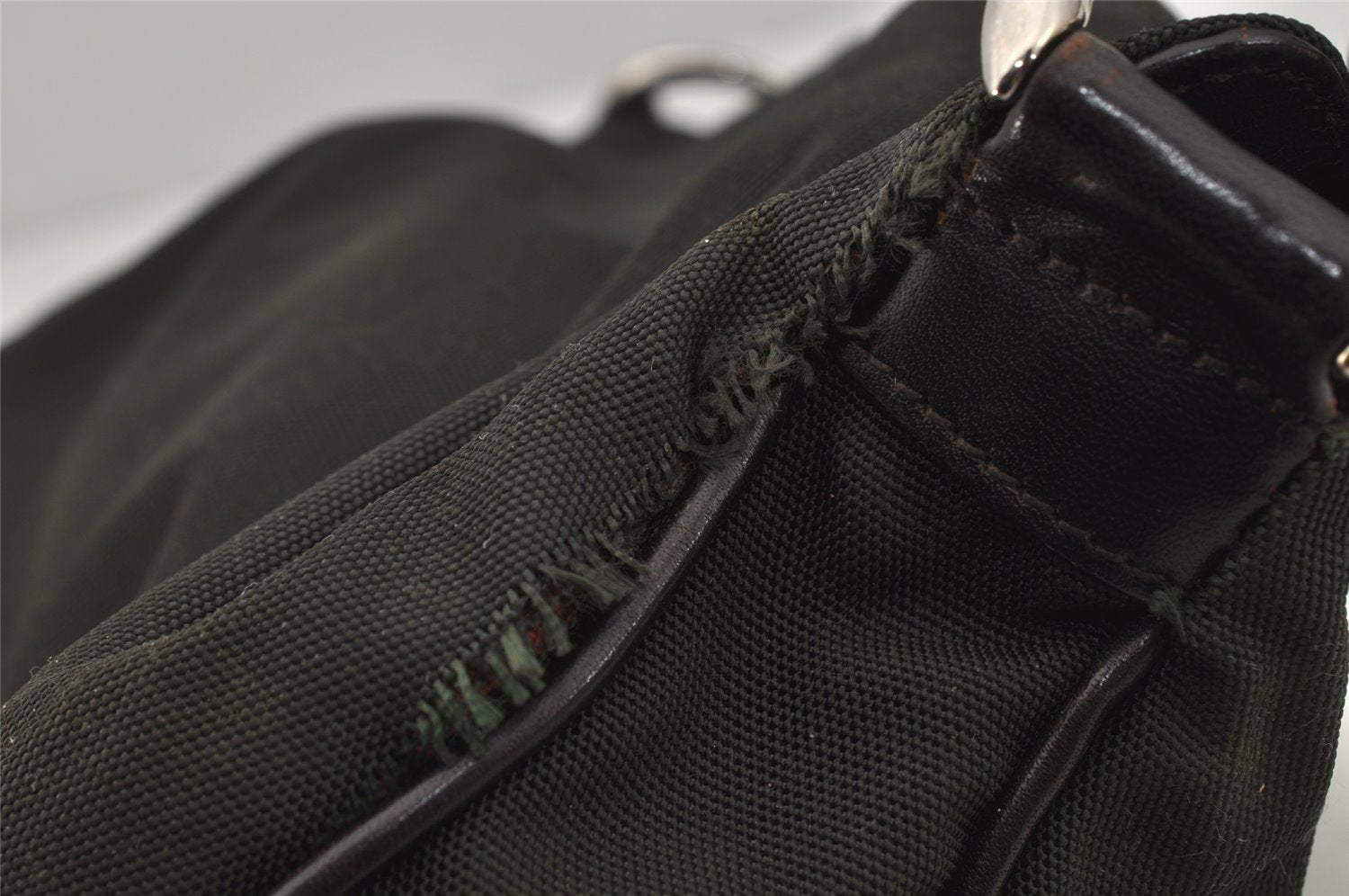 Authentic GUCCI Bamboo 2Way Shoulder Hand Bag Nylon Leather 0018638 Green 1067J