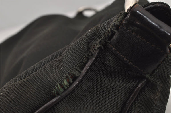 Authentic GUCCI Bamboo 2Way Shoulder Hand Bag Nylon Leather 0018638 Green 1067J