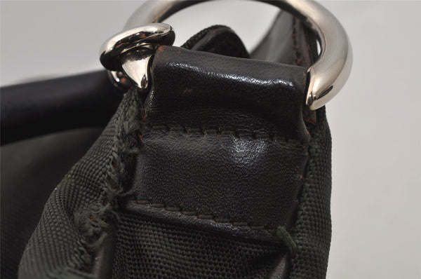 Authentic GUCCI Bamboo 2Way Shoulder Hand Bag Nylon Leather 0018638 Green 1067J