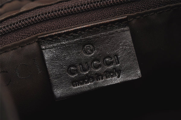 Authentic GUCCI Bamboo 2Way Shoulder Hand Bag Nylon Leather 0018638 Green 1067J