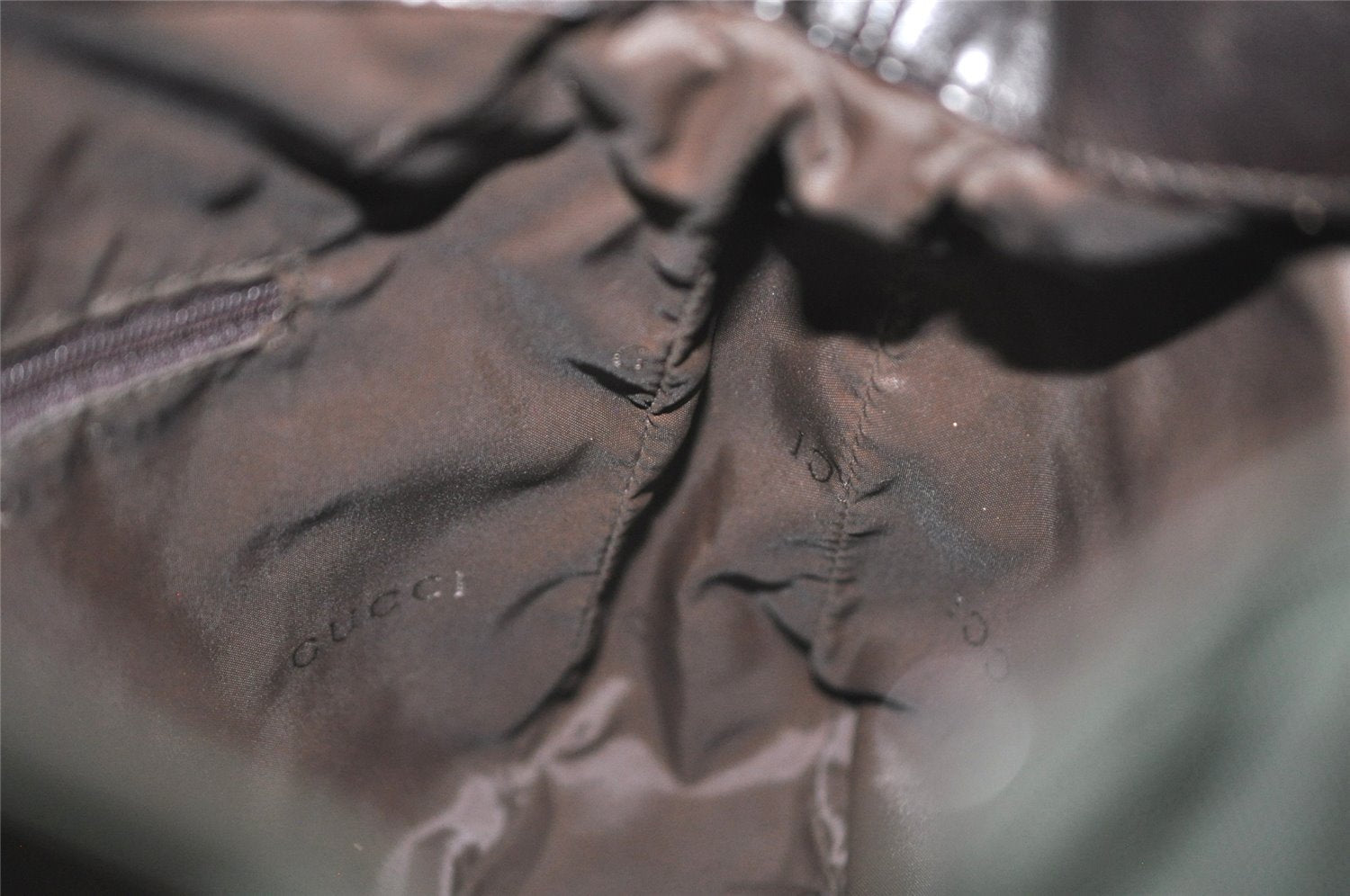 Authentic GUCCI Bamboo 2Way Shoulder Hand Bag Nylon Leather 0018638 Green 1067J