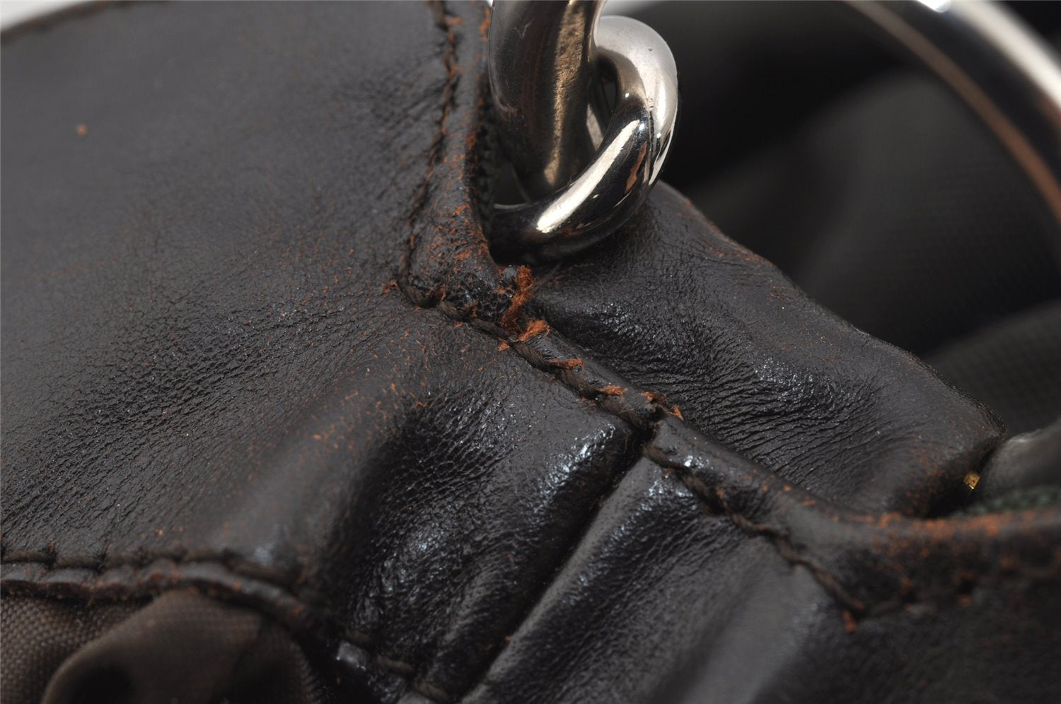 Authentic GUCCI Bamboo 2Way Shoulder Hand Bag Nylon Leather 0018638 Green 1067J