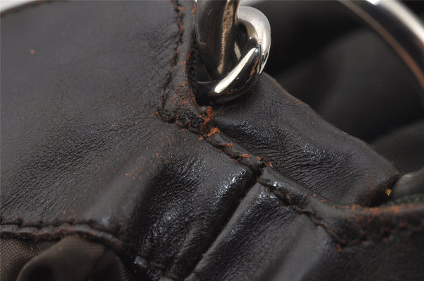 Authentic GUCCI Bamboo 2Way Shoulder Hand Bag Nylon Leather 0018638 Green 1067J