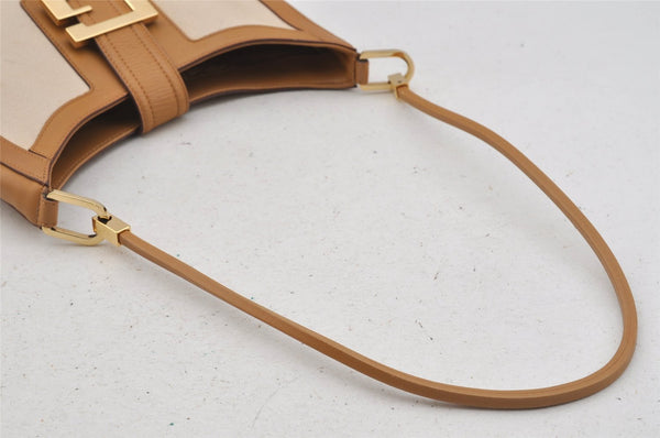 Authentic GUCCI Vintage Shoulder Bag Purse Canvas Leather 0014142 White 1068J