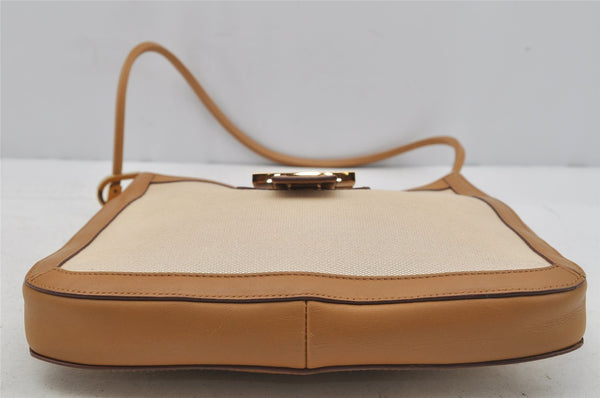 Authentic GUCCI Vintage Shoulder Bag Purse Canvas Leather 0014142 White 1068J