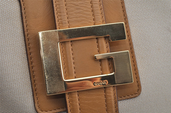 Authentic GUCCI Vintage Shoulder Bag Purse Canvas Leather 0014142 White 1068J