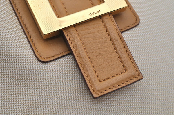 Authentic GUCCI Vintage Shoulder Bag Purse Canvas Leather 0014142 White 1068J