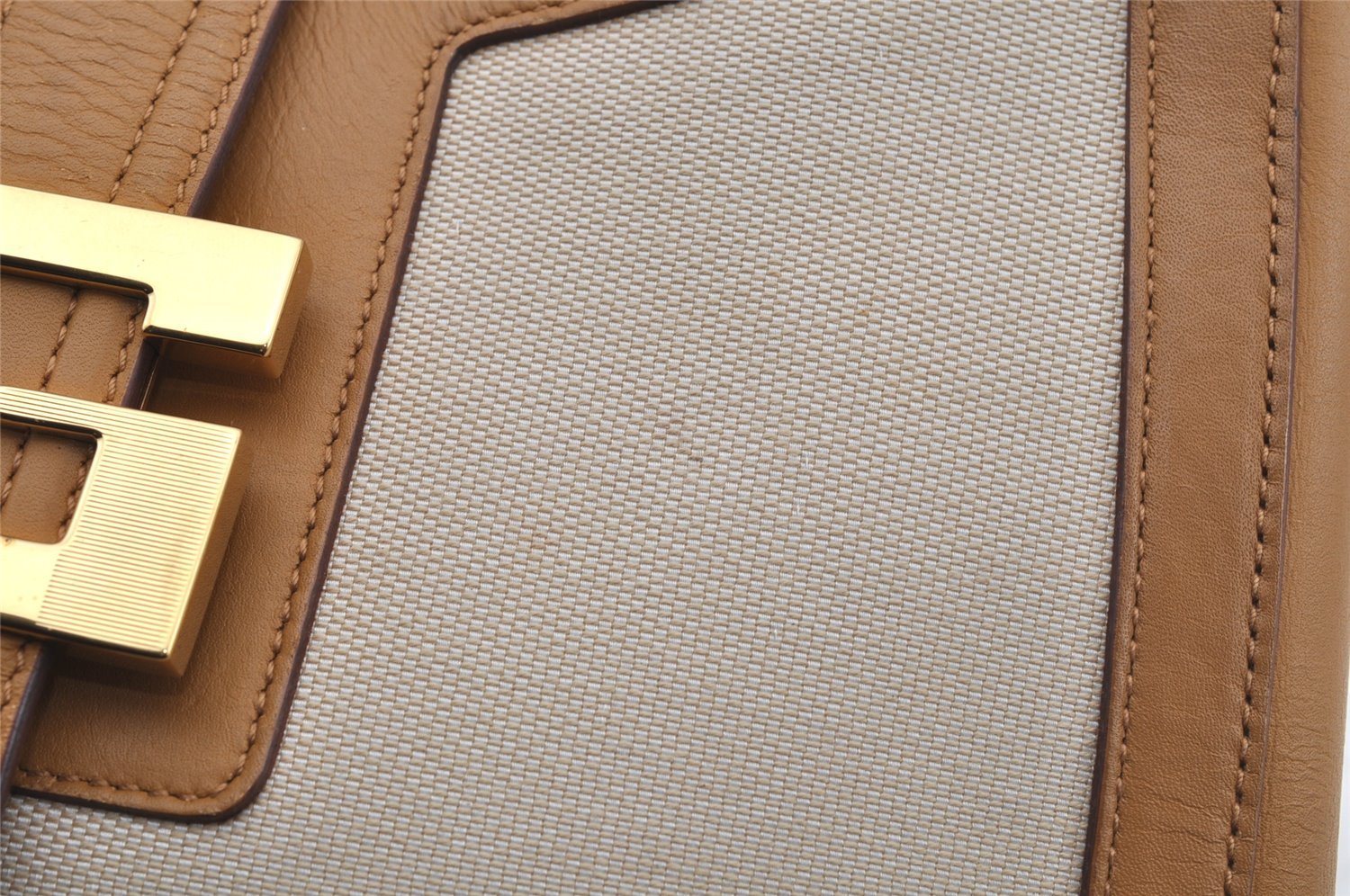 Authentic GUCCI Vintage Shoulder Bag Purse Canvas Leather 0014142 White 1068J