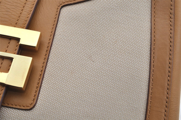 Authentic GUCCI Vintage Shoulder Bag Purse Canvas Leather 0014142 White 1068J