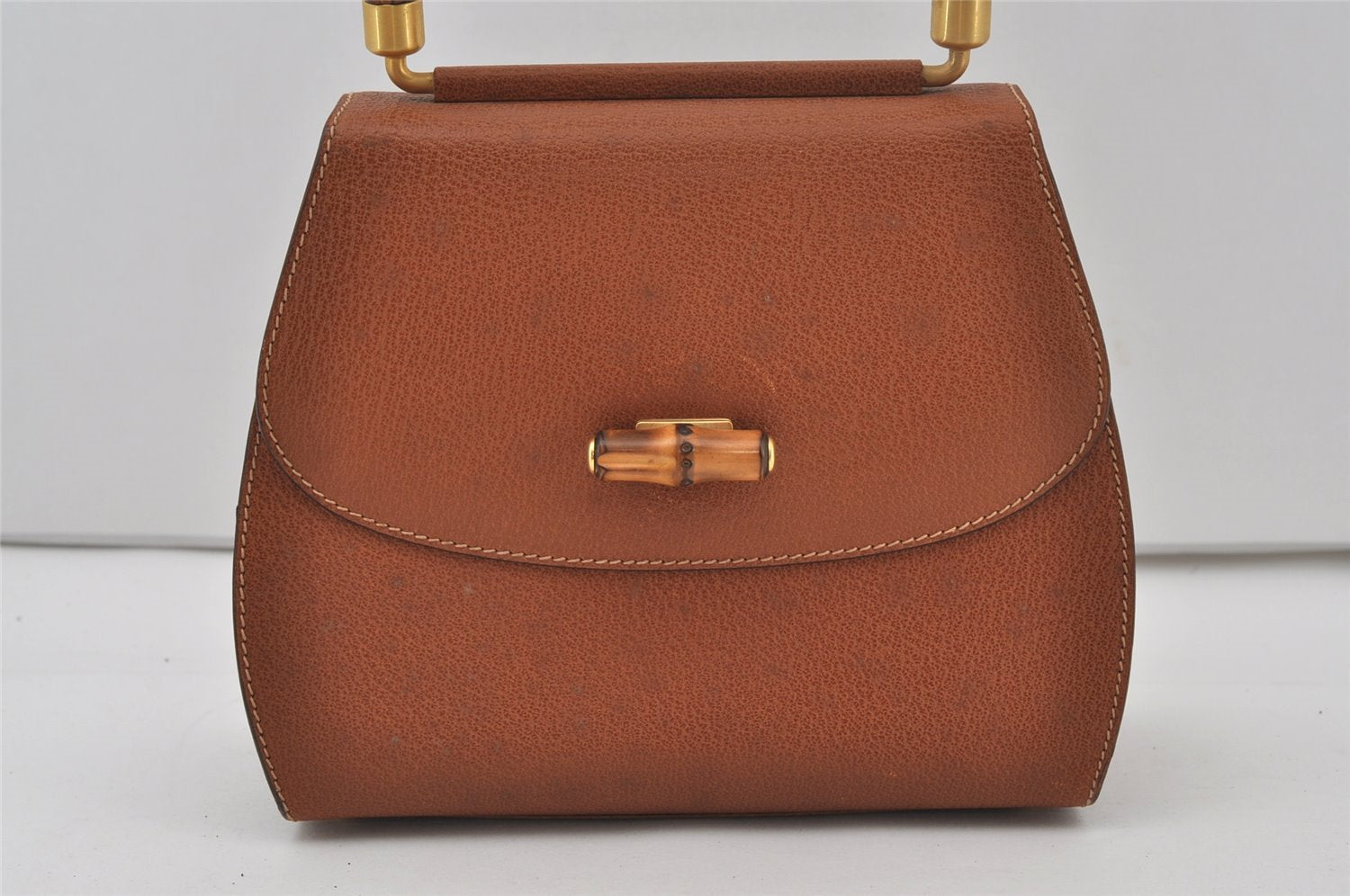Authentic GUCCI Bamboo 2Way Shoulder Hand Bag Purse Leather Brown 1069J