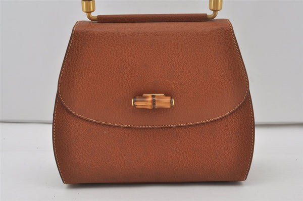 Authentic GUCCI Bamboo 2Way Shoulder Hand Bag Purse Leather Brown 1069J