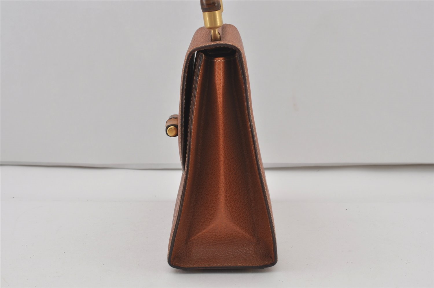 Authentic GUCCI Bamboo 2Way Shoulder Hand Bag Purse Leather Brown 1069J