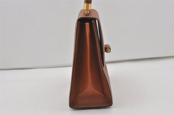 Authentic GUCCI Bamboo 2Way Shoulder Hand Bag Purse Leather Brown 1069J