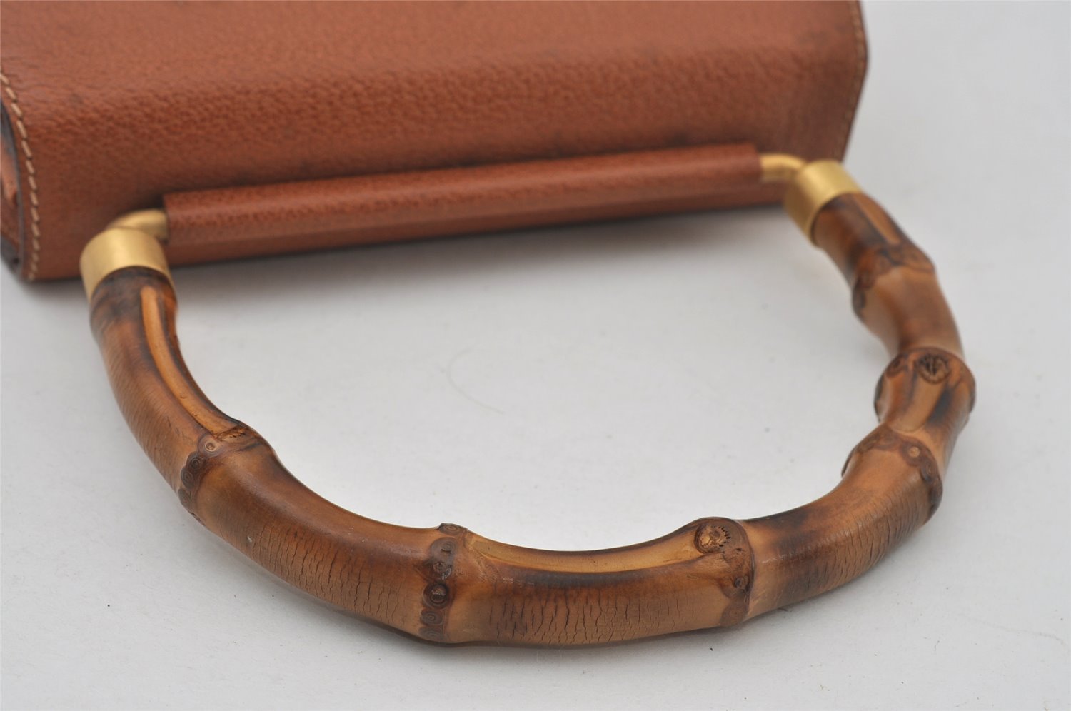 Authentic GUCCI Bamboo 2Way Shoulder Hand Bag Purse Leather Brown 1069J