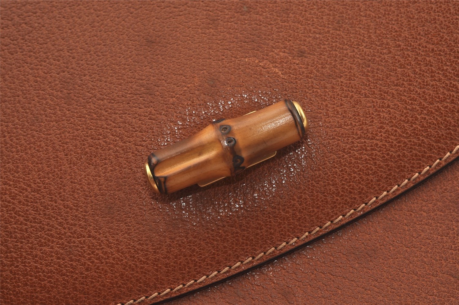 Authentic GUCCI Bamboo 2Way Shoulder Hand Bag Purse Leather Brown 1069J