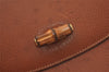 Authentic GUCCI Bamboo 2Way Shoulder Hand Bag Purse Leather Brown 1069J