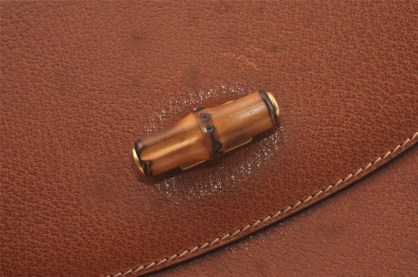 Authentic GUCCI Bamboo 2Way Shoulder Hand Bag Purse Leather Brown 1069J