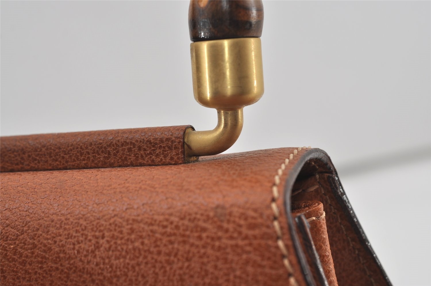Authentic GUCCI Bamboo 2Way Shoulder Hand Bag Purse Leather Brown 1069J