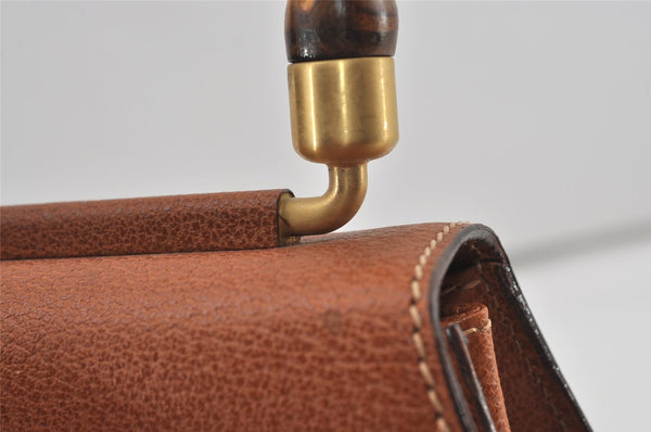Authentic GUCCI Bamboo 2Way Shoulder Hand Bag Purse Leather Brown 1069J