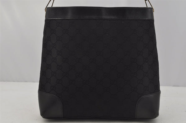 Authentic GUCCI Shoulder Tote Bag GG Canvas Leather 33900 Black 1070J