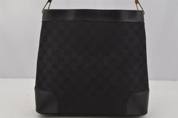 Authentic GUCCI Shoulder Tote Bag GG Canvas Leather 33900 Black 1070J