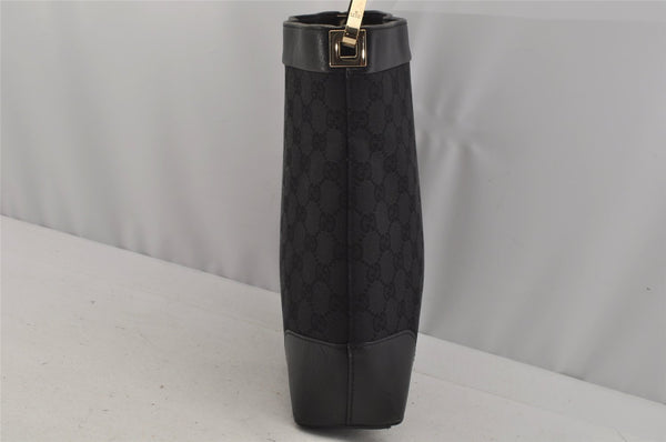 Authentic GUCCI Shoulder Tote Bag GG Canvas Leather 33900 Black 1070J