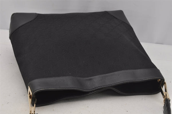 Authentic GUCCI Shoulder Tote Bag GG Canvas Leather 33900 Black 1070J
