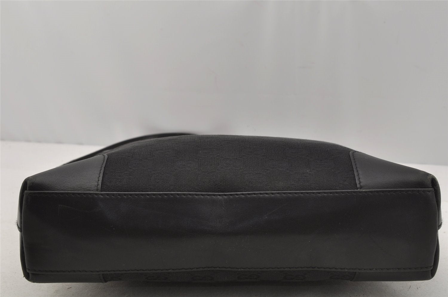 Authentic GUCCI Shoulder Tote Bag GG Canvas Leather 33900 Black 1070J