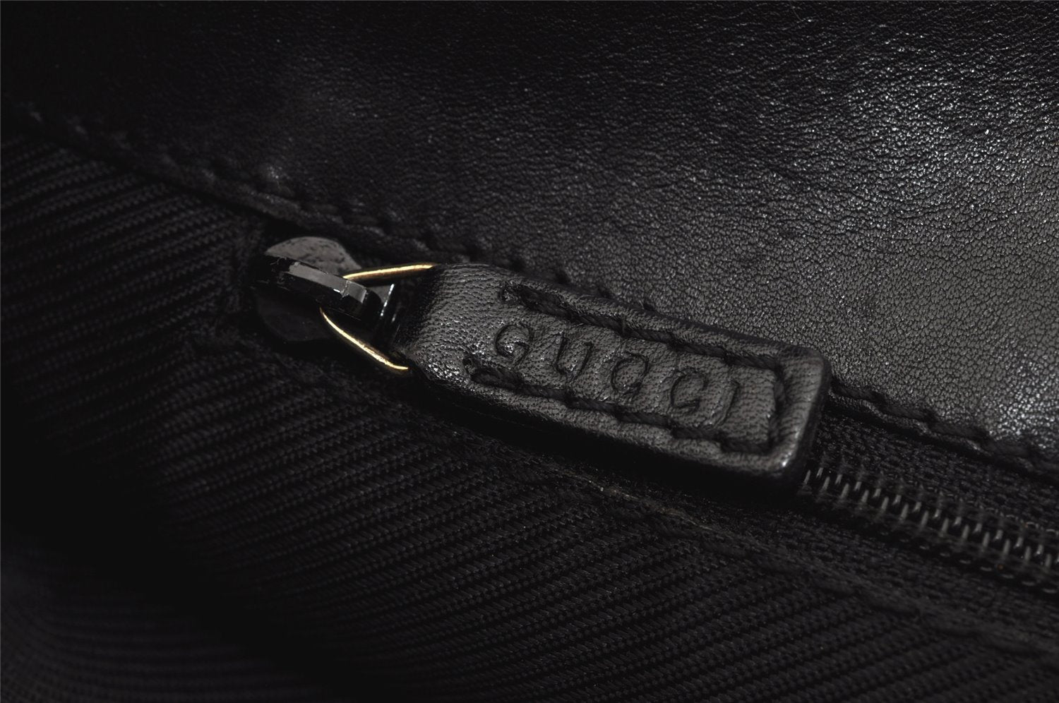 Authentic GUCCI Shoulder Tote Bag GG Canvas Leather 33900 Black 1070J