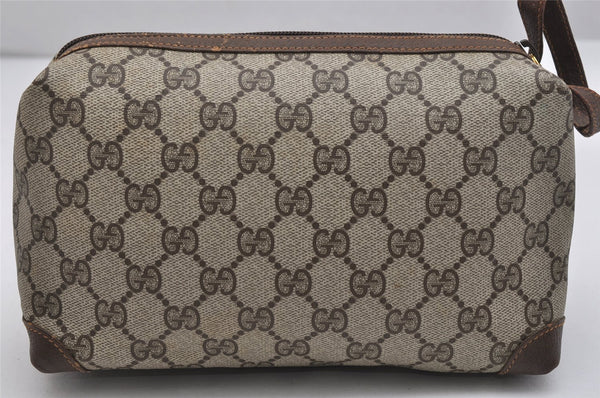 Authentic GUCCI Clutch Hand Bag Purse GG PVC Leather Brown Junk 1070K