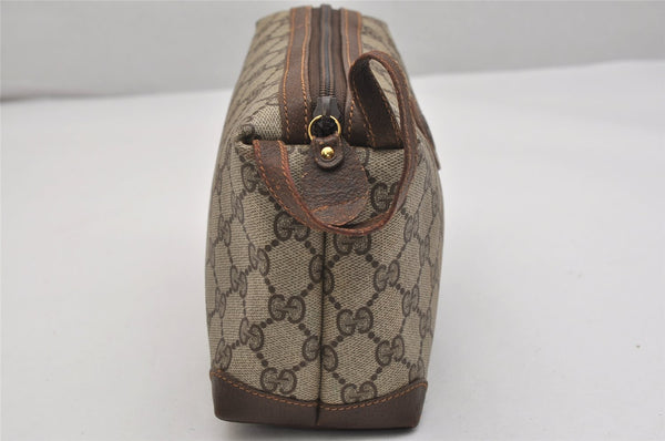 Authentic GUCCI Clutch Hand Bag Purse GG PVC Leather Brown Junk 1070K