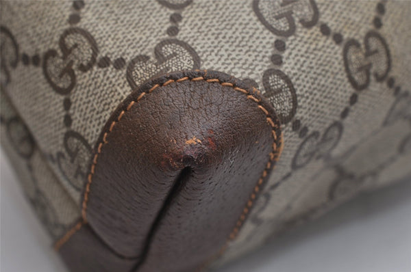 Authentic GUCCI Clutch Hand Bag Purse GG PVC Leather Brown Junk 1070K