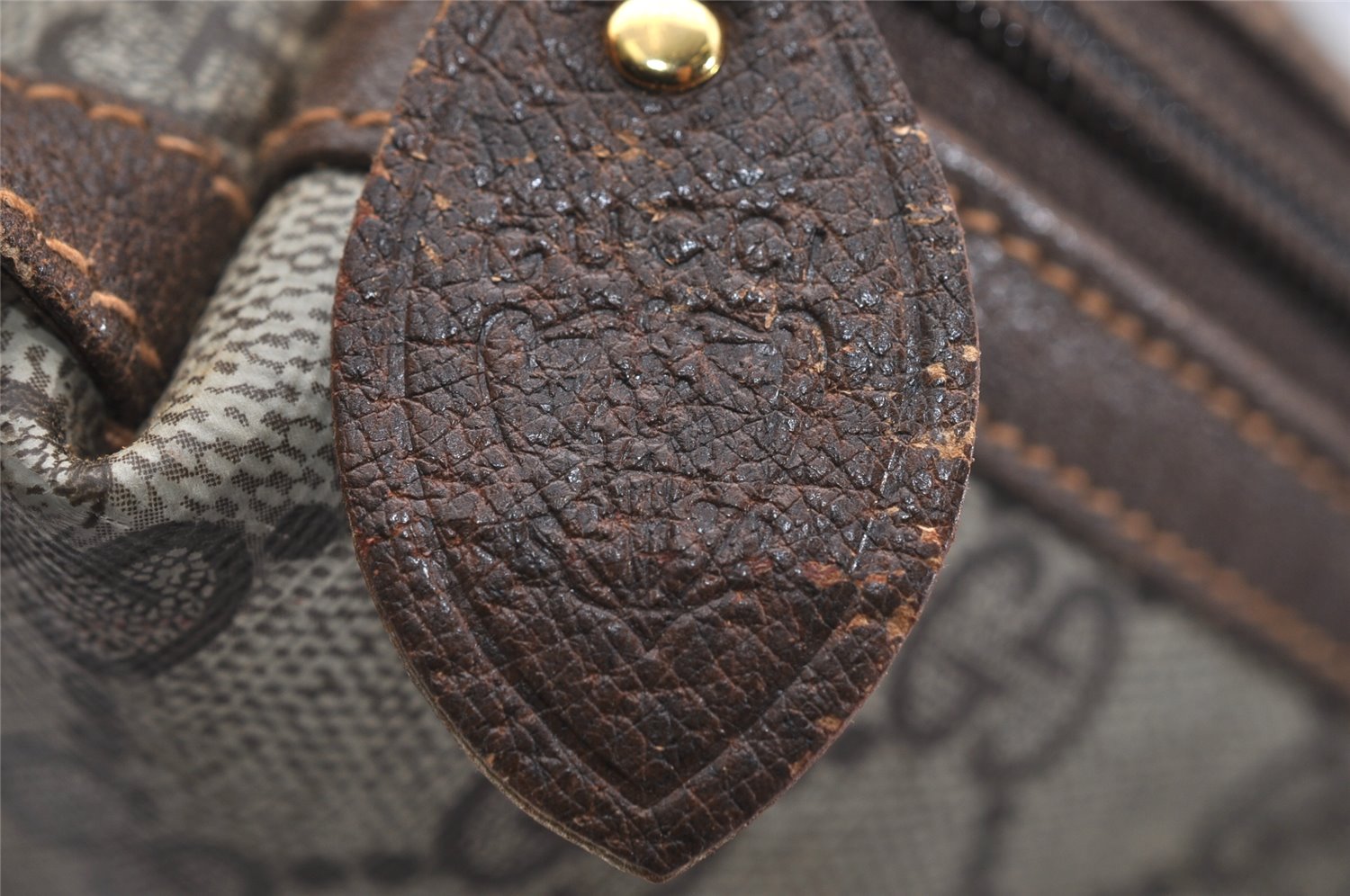 Authentic GUCCI Clutch Hand Bag Purse GG PVC Leather Brown Junk 1070K