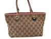 Authentic GUCCI Eclipse Hand Tote Bag Purse GG Canvas Leather 120844 Brown 1071J