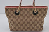 Authentic GUCCI Eclipse Hand Tote Bag Purse GG Canvas Leather 120844 Brown 1071J