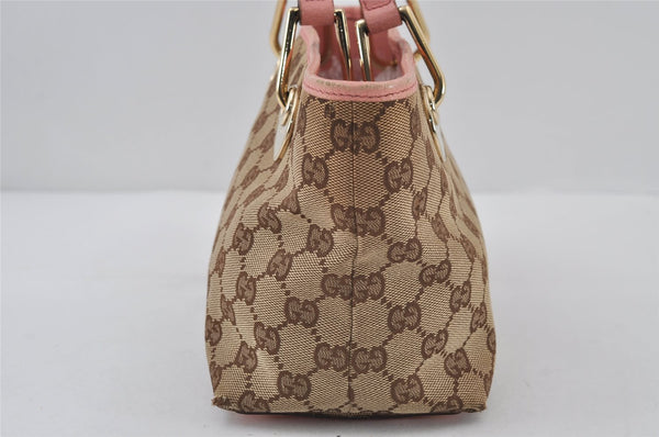 Authentic GUCCI Eclipse Hand Tote Bag Purse GG Canvas Leather 120844 Brown 1071J