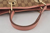 Authentic GUCCI Eclipse Hand Tote Bag Purse GG Canvas Leather 120844 Brown 1071J