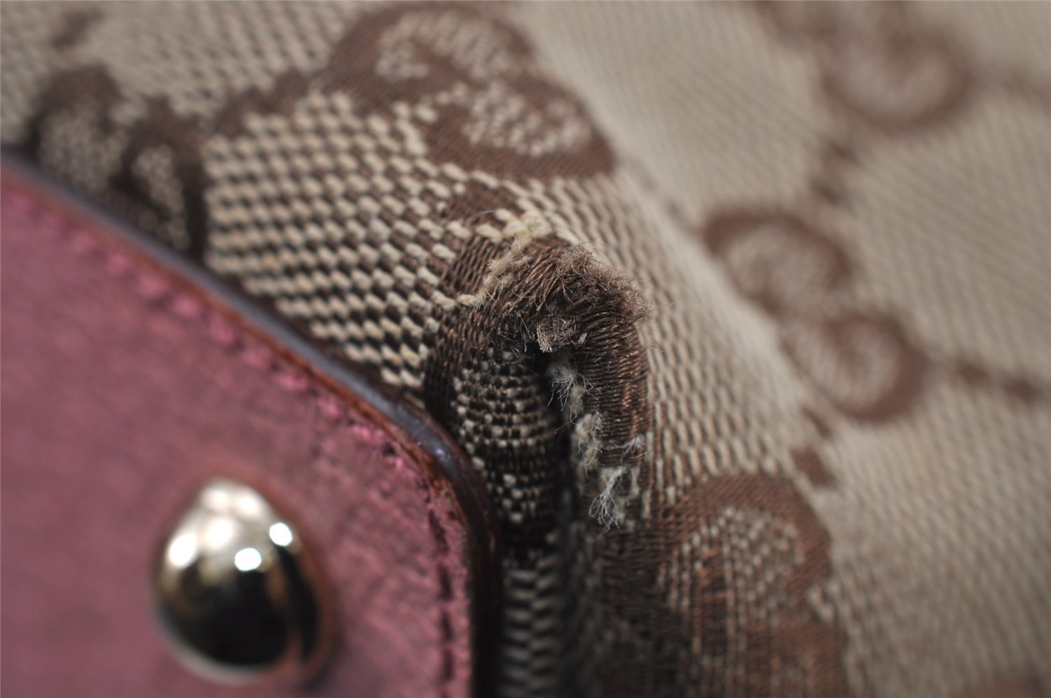 Authentic GUCCI Eclipse Hand Tote Bag Purse GG Canvas Leather 120844 Brown 1071J