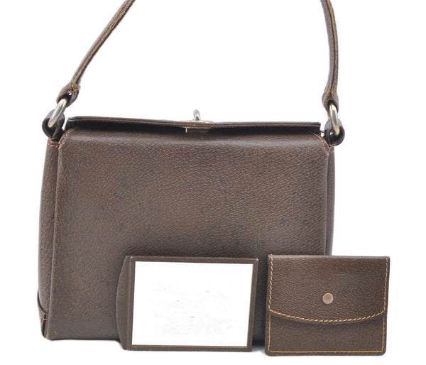 Authentic GUCCI Shoulder Hand Bag Purse Leather Brown 1072C