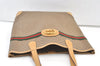 Authentic GUCCI Web Sherry Line Micro GG PVC Leather Tote Bag Brown 1072K