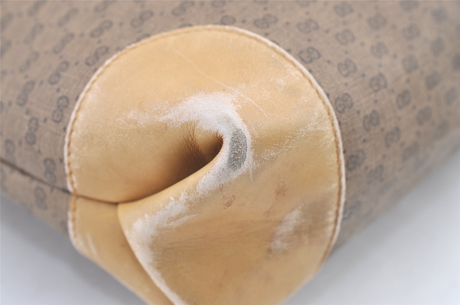 Authentic GUCCI Web Sherry Line Micro GG PVC Leather Tote Bag Brown 1072K