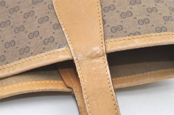 Authentic GUCCI Web Sherry Line Micro GG PVC Leather Tote Bag Brown 1072K