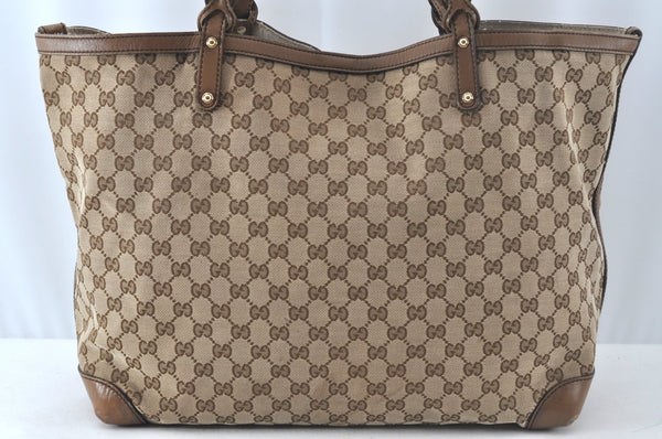 Authentic GUCCI Craft Shoulder Tote Bag GG Canvas Leather Brown 1073K